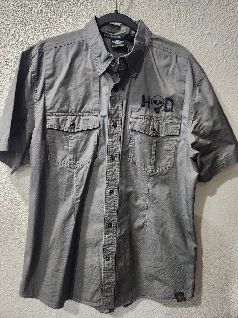 Harley Davidson Embroidered Short Sleeve Skull Button-Up (2014)